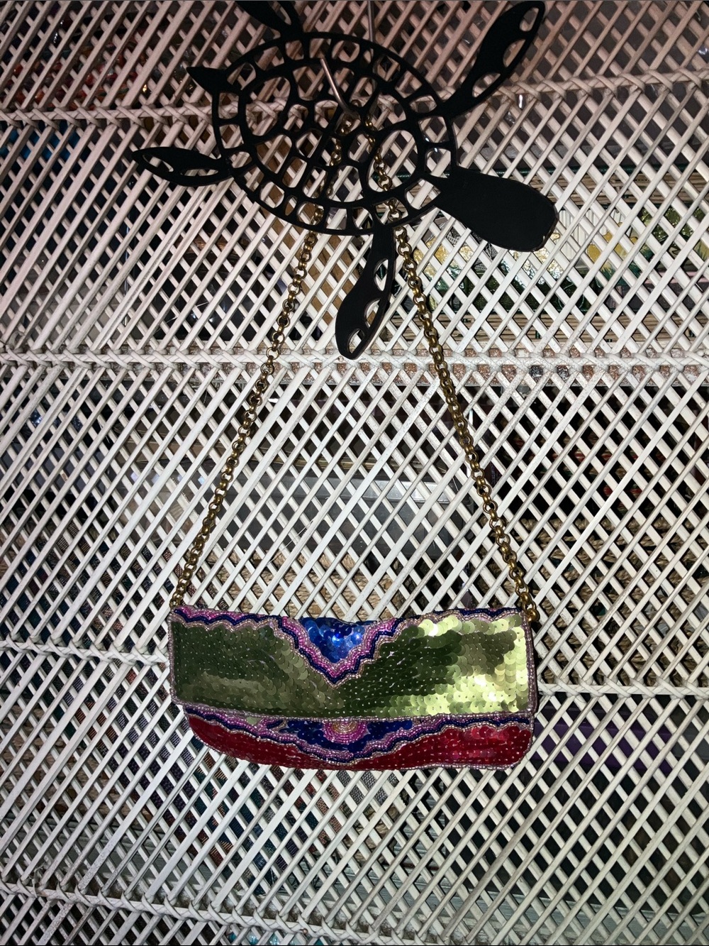 Twelve by Twelve Green, Pink & Blue Sequin Crossbody Bag